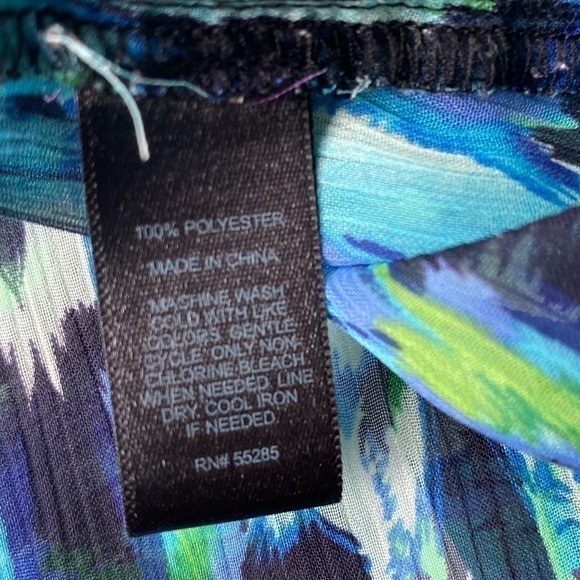 Express ikat print top size XS blue green teal relaxed beachy vibe - Picture 8 of 14